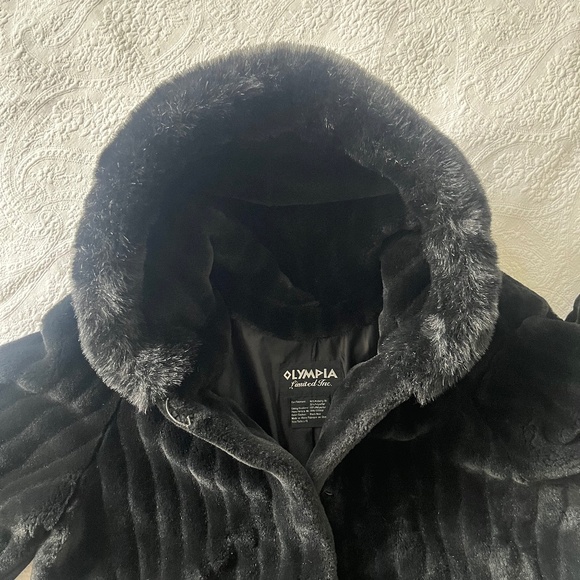 Vintage Black Faux Fur Jacket Large - Picture 4 of 6